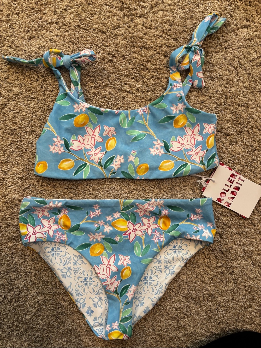 NWT! ROLLER RABBIT Reversible bikini. Size 10/12.